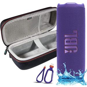JBL Flip 7 Portable Bluetooth Speaker, IP68 Waterproof, Dustproof, Drop-Proof, PushLock System, AI Sound Boost, 16H Battery, Megen Hardshel Protection Case (Purple)