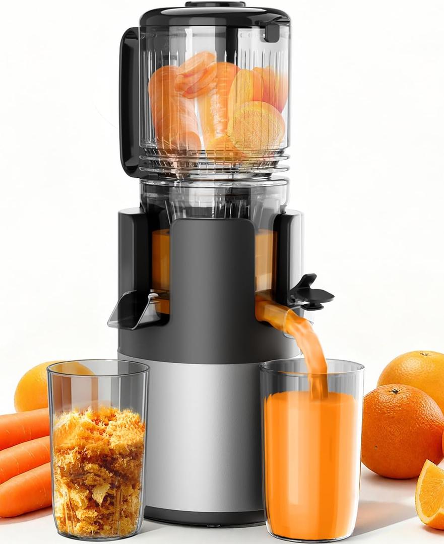 Cold Press Juicer Machines, High Nutrient Retention, 99% Juice Yield, 5.3" Wide Feed Chute for Whole Fruits & Vegetables, Quiet Slow Masticating Juicer, BPA-Free, Easy to Clean
