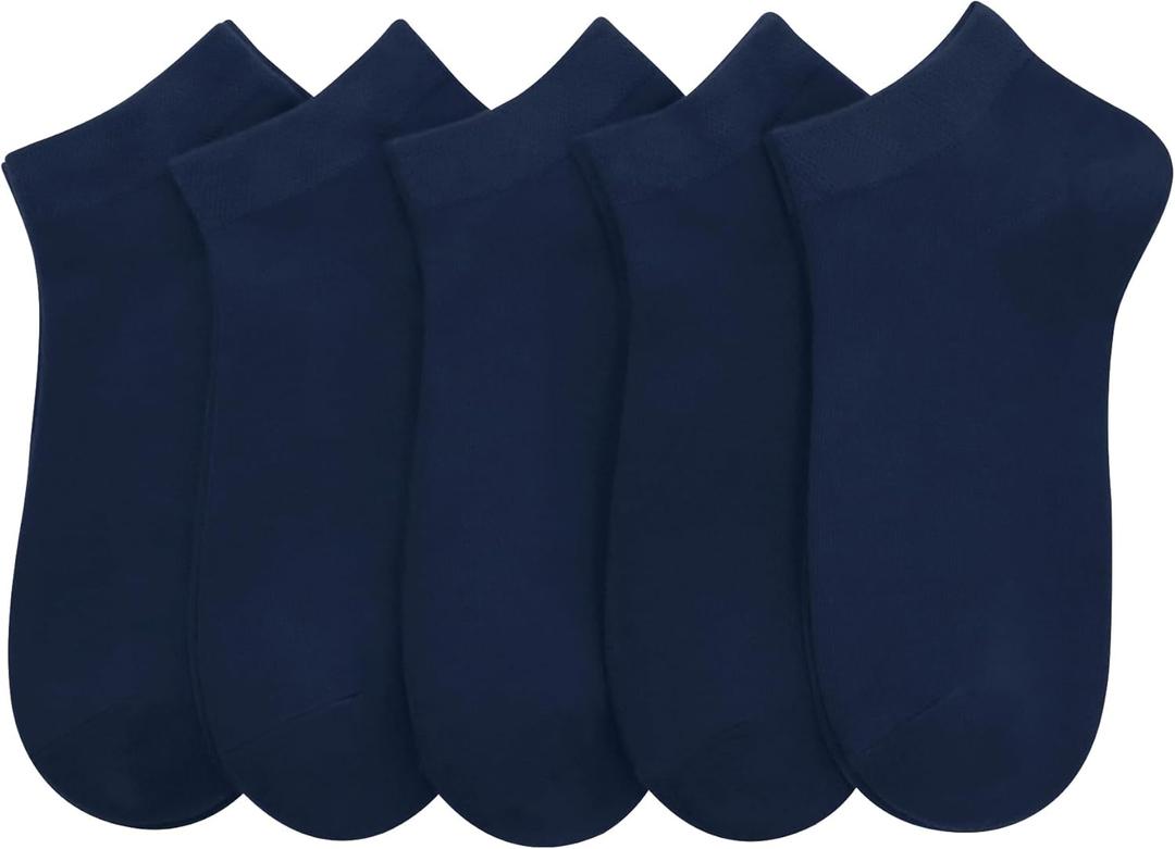 SERISIMPLE Women Viscose Bamboo Ankle Socks Low Cut Thin Sock Lightweight Pastal Color Soft Sock 5 Pairs (Large, Navy Blue)