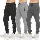 PURE CHAMP Mens Sweatpants 3 Pack Fleece Active Athletic Workout Jogger Sweatpants for Men with Zipper Pocket, Size: M