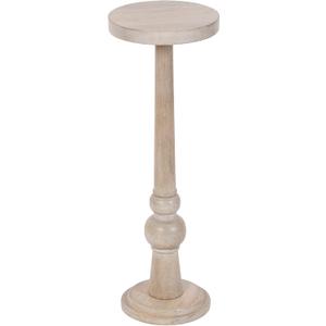Kate and Laurel Wegner Coastal Wooden Round Drink Table, 8 x 23, Whitewash, Elegant and Durable Pedestal Table for Use as Small Drink Table, Plant Stand, or Decorative Item Display (8x8x23)