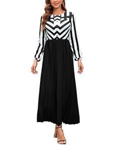 SheKiss Women's Half Sleeves Bodycon Ruffle Long Maxi Dresses Casual Geometric Print Striped Black Dresses