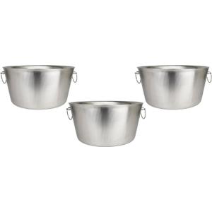 Real Deal Steel Stainless Steel Insulated Beverage Tub - Real Deal Steel, Large 6 Gallon Round Double Walled Party Tub, Drink Bucket for Parties, Ice Cooler for Beer - Pack of 3