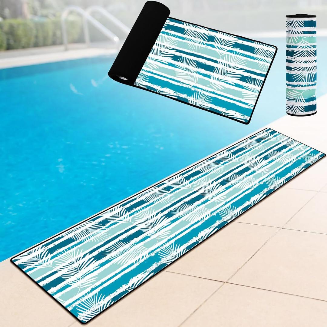 Mindsoft 78.7 x 15.7 Inches Pool Mats for Deck Large Poolside Seating Mat Neoprene Non Slip Swimming Pool Cushions Pad for Deck Outdoor Summer Beach Lounging Poolside Chair Accessories