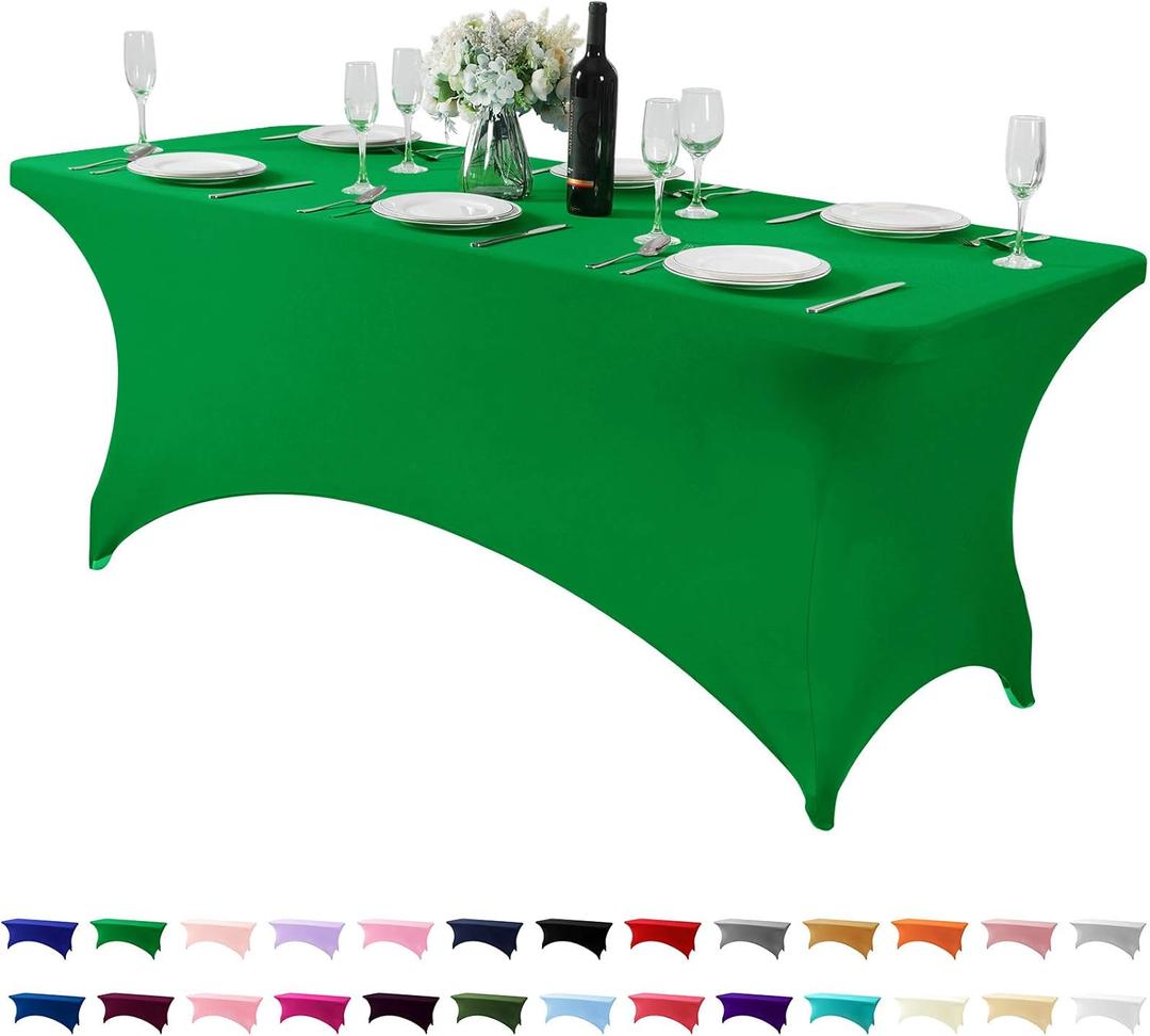 Spandex Table Cover for 6Ft or 4fT or 8ft Table Universal Fitted Stretch Tablecloth for Party, Banquet, Wedding and Events-Emerald (72" x 30" (Rectangular))