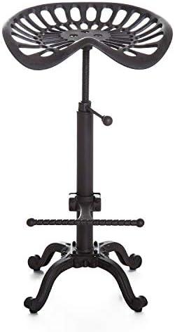 Industrial Bar Stool-Swivel Tractor Seat-Kitchen Dining Counter Chair-Extra Pub Height- Adjustable 24.8-31"-Iron Cast Design