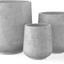 Kante 15.3"+11.6"+8.2" Dia Round Concrete Planter, Large Outdoor Indoor Planter Pots Containers with Drainage Holes and Rubber Plug for Home Garden Patio, Natural Concrete, Set of 3: 15.3" + 11.6" + 8.2" D