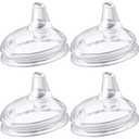 Nuanchu 4 Pieces Sippy Spout Nipples Compatible with Comotomo Baby Bottles, Duckbill Cross Silicone Replacement Nipples Sippy Cup Variable Flow Conversion