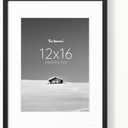Fun Memories 12x16 Picture Frame, Display Pictures 9x12 with Mat or 12x16 Without Mat, 12 x 16 Frame for Photos, Posters & Art Prints, Gallery Photo Frames for Wall & Tabletop Display, Black, 1 Pack