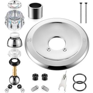 Shower Handle Renovation Repair Trim Kit Compatible with Delta RP54870, Single Function Tub Trim Kit Compatible with Delta 600 Series Shower Valve, Acrylic Handle(Chrome)