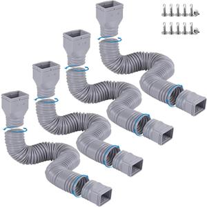 plusgutter Rain Gutter Downspout Extensions Flexible, Drain Downspout Extender,Down Spout Drain Extender, Gutter Connector Rainwater Drainage,Extendable from 21 to 68 Inches (4Pack, Gray)