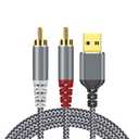 USB to RCA Audio Cable, 6.6FT Stereo Y Splitter Adapter for Laptops, Desktops, PS4, Amplifiers, Home Theater, Speakers
