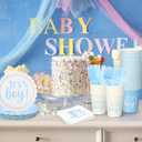 Qinyoung 218 Pcs Baby Shower Plates and Napkin Set Serve 24 Baby Boy Shower Decorations Set Includes Blue Boy Paper Plates Napkins Cups Cutlery for Gender Reveal Birthday Party