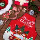 4Pcs Christmas Aprons for Women Men Waterproof Red Green Snowman Santa Elk Christmas Tree Cute Bulk Aprons Kitchen Cooking Baking Womens Apron Holiday Party Supplies