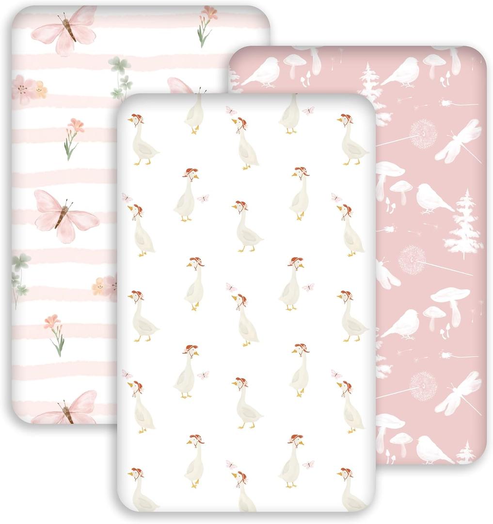 Bedside Sleeper Bassinet Fitted Sheets 20 x 33, 3 Pack Baby Delight Beside Me Dreamer,Babybond,Jimglo,koola,cowiewie,fodoss, Dream On Me Baby Square Bassinet, Pink Animal