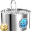 Cat Water Fountain Stainless Steel: 74oz/2.2L Cat Fountain for Drinking - Pet Water Fountain for Cats Inside - Quiet Cats Water Bowl Dispenser - Kitty Drinking Fountains - for Pets& Small Animals