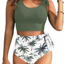 Two Piece High Waisted Swimsuits - Women Tummy Control Bikini Modest Bathing Suit 2PC 2025, M 