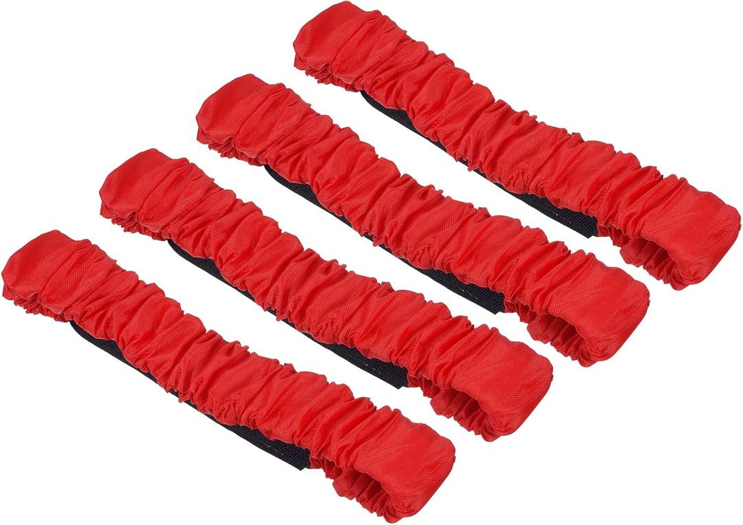 PATIKIL 3 Legged Race Bands, 4 Pack Elastic Tie for Outdoor Birthday Party Field Day Carnival Relay Game, Red