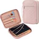 FINDCOZY Bible Cover for Women, Durable Carrying Book Case Church Bag for Biblical Accessories with Handle and Zippered Pocket, for Scriptures, Pink (Medium)