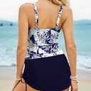 Arolina Womens Tankini Swimsuits for Women with Skirt Bathing Suits Two Piece Tummy Control Swimsuit Ladies Swimwear (Blue, XL)