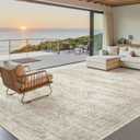 Soalmost 7x10 Area Rug for Living Room Washable Rugs Non-Slip Beige