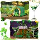 Qinyoung 4 Pcs St. Patrick's Day Shamrock Martini Glass Stemmed Hand Painted Clover Wine Glass Lucky Cocktail Glasses Bar Goblet Drinkware for Irish Theme Holiday Party Gifts