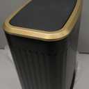 TIPGO Bathroom Trash Can with Lid, 2.1 Gallon / 8 Liter Small Garbage Can, Press Top Bin, Stainless Steel Wastebasket with Pop-Up Lid for Bedroom, Living Room, Office (Black)