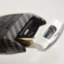 2-Layers Hybrid Carbon Key Fob Cover for KIA Sedona Grand Carnival MPV with Power Doors Hatch 6 Button (Black shell+Black silicone inner+Black keychain)