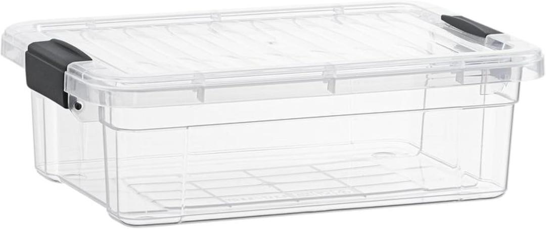 Superio 13.7 Qt Clear Plastic Storage Bins with Lids and Latches, Organizing Containers, Stackable Plastic Bin for Home, Garage, School, and Office (17.5" x 12" x 5.25")