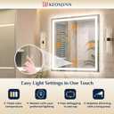 Keonjinn LED Mirror for Bathroom 22 x 30 Inch, Frontlit & Backlit Bathroom Vanity Mirror with 3 Color Lights, Lighted Bathroom Mirror with Anti-Fog, HD Tempered Glass, UL-Listed LED Driver, CRI90+