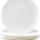 Fine Bone China Dessert Plates 6-Piece, Cake Plate, Side Plate 8 Inches, Fine Glaze With Pure White Color Sturdy and Durable, Thin Thickness and Light Weight, Microwave and Dishwasher Safe