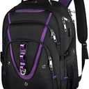 18.4 inch Travel Backpack Men Women, 55-60L Extra Large Laptop Backpack RFID Anti Theft TSA Friendly Flight Approved Backpacks, Water Resistant College School Heavy Duty With USB Charging Port, Purple
