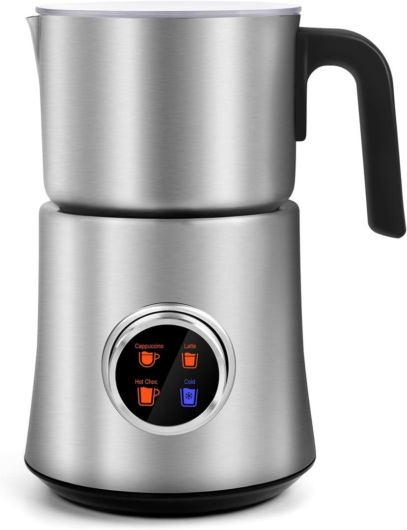 Milk Frother and Steamer, 4-in-1 Detachable Milk Frother, Automatic Hot & Cold Foam Maker and Milk Warmer, 17 oz/500 ml, Knob Control, Dishwasher Safe for Latte, Cappuccino, Hot Chocolate