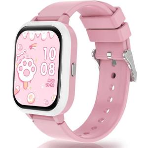 Pink Smart Watch for Girls, IP68 Youth Watch with 20+ Sports Modes, 1.8" Bluetooth Girls Fitness Tracker with APP, Heart Rate Sleep Monitor, Pedometer, Class Mode, 13 Alarms, Game, Teens Festival Gift