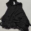 Women's short sleeve dress Neck Hem Dress (L, Black)