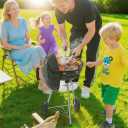 18 inch Charcoal Grill, Portable Kettle BBQ Grills, Barbecue Gift, Durable & Easy to Assemble, Round Barbecue Grill for Outdoor Cooking, Patio and Beach, Black