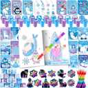 BenLouis 96pcs Frozen Party Favors Set for Kids Winter Snowflake Coloring Book Christmas School Classroom Gift Reward Prize Crafts Bulk for Students Frozen Birthday Goodie Bag Stuffers Supplies