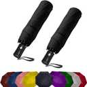 SIEPASA Two Packs Auto Open & Close Small Travel Umbrella Compact for Backpack-Umbrellas for Rain, Windproof Lightweight Strong Mini Portable Umbrellas for Men and Women.(Black, 2 Pack)