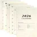 2026 A5 Weekly & Monthly Planner Binder Refill, 5.8"x8.3" 176 Page Planner Refills for A5 Binder, 6-Hole Punched, Daily Planner with Calendar, Contact Pages and Notes (Beige-2026)