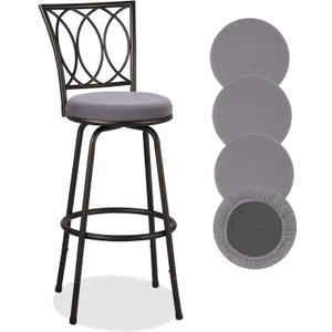 Deisy Dee 4PCS Round Bar Stool Seat Covers Stretch Round Chair Covers for 13-16 Inch Stool Chair (Grey)