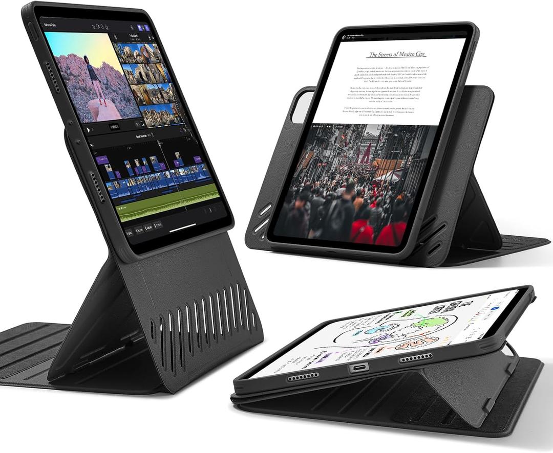 ESR for iPad Pro 11 Inch Case (2022/2021/2020/2018, 4th/3rd/2nd/1st Generation), Removable Magnetic Cover, Adjustable Portrait/Landscape Stand with Raised Display View, 9 Standing Angles, Black