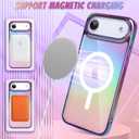 Bonoma for iPhone Air Case 2025 Magnetic Support for Magsafe Bling Laser Iridescent Florescent Crystal Camera Protector Shockproof Edge Cover -Purple