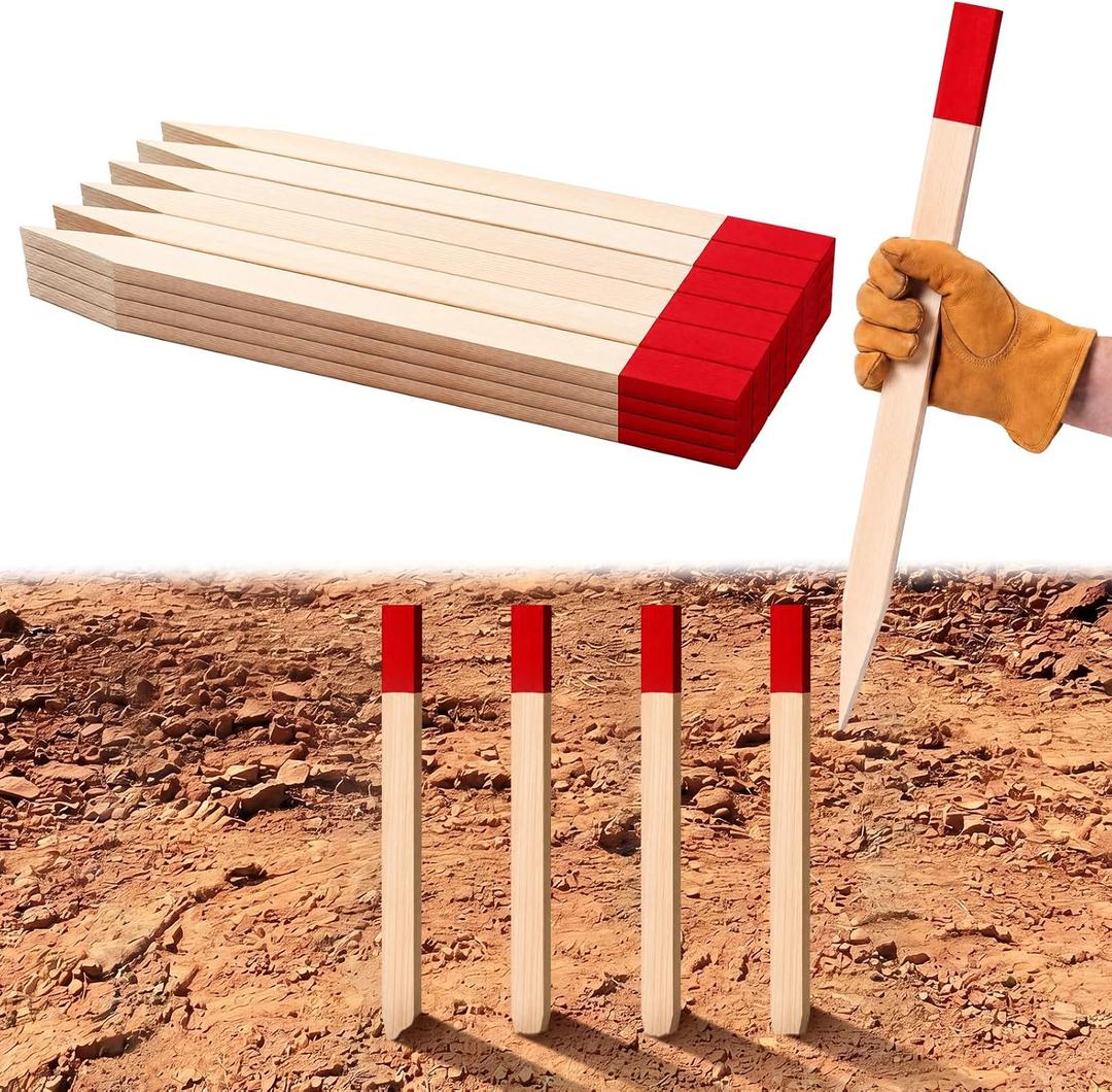 Mifoci 24 Pcs Grade and Survey Stakes 24 x 1.5 x 0.5 in Wooden Garden Stakes Garden Ground Stake with Sharp Point Plant Support Stake for Construction Sign Posts Silt Fence Backyard Boundaries Base