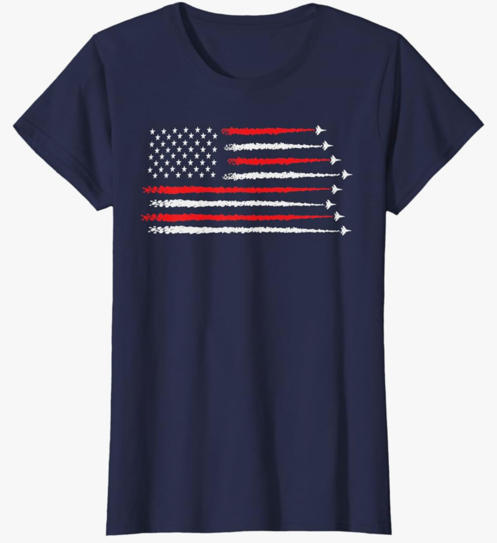 Patriotic Red White Blue USA Flag Jet Planes Mens Womens Kid T-Shirt, Size 4XL