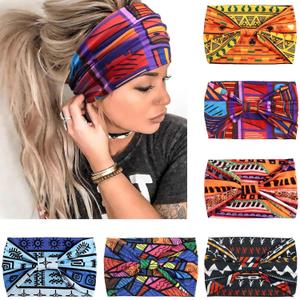 Wide Headbands for Women Knotted No Slip Head Bands Soft Turban Headband Hair Accessories Boho African Solid Color Head Wraps for Women Yoga Workout Pack of 6 (Orange)