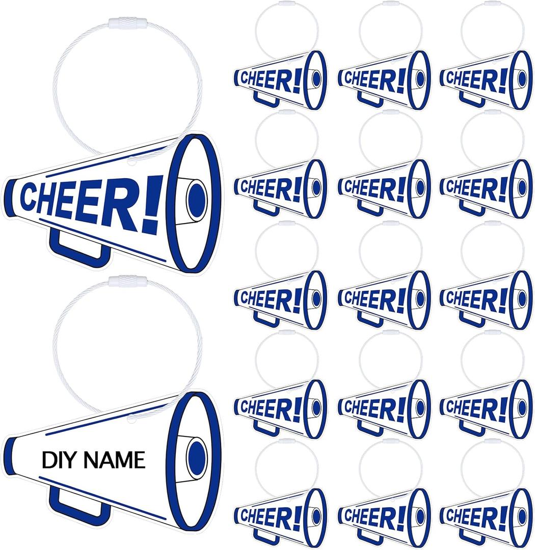 2 x Liliaafar 24 Pcs Cheer Luggage Tags Bulk Cheer Bag Tags for Travel Suitcase Keychain DIY Accessories 2.8'' PVC Name Labels Number ID Card with Metal Ring for Team Gifts