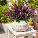 Geegoods Artificial Plants Flowers Outdoor 24 Bundles UV Resistant Faux Lavender Flowers with Monkey Grass for Garden Porch Window Patio Hanging Planter Decor