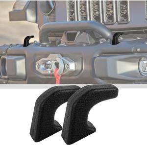JWWY Bumper Tow Hook Covers Tow Trailer Hitch Receiver Cover Towing Hitch Rubber Sleeve Protector Cover Trim Fit for 2007-2025+Jeep Wrangler JL Gladiator JT 4XE JK Exterior Accessories 2pcs Balck
