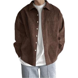 RoseSeek Men's Corduroy Button Down Shirts Long Sleeve Collared Shirt Jackets Fall Clothes Streetwear