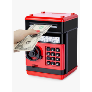 Refasy Piggy Bank Cash Coin Can ATM Bank Electronic Coin Money Bank for Kids Age 3-12, Money Savings Box Mini ATM Coin Bank Toys Gifts for 3 4 5 6 7 8 9 10 11 12 Year Old Boys Girls Red